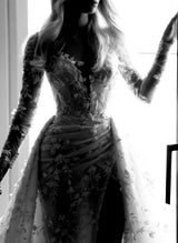 Elegant Lace Long Sleeve Wedding Dress Slit-Ballbella