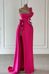 Elegant Long Glitter Sleeveless Front Split Long Prom Dresses With Ruffles Long-Ballbella