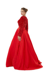 Elegant Long sleeve Deep V-neck Dark green Evening Dress | Ballbella Real Shooting-Ballbella