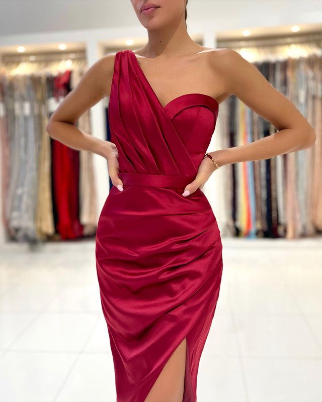 Elegant One Shoulder Short Prom Dress Online With Slit Ballbella Elegant One Shoulder Short Prom Dress Online With Slit Ballbella