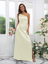 Elegant One Shoulder Sleeveless Bridesmaid Dresses-Ballbella