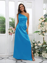 Elegant One Shoulder Sleeveless Bridesmaid Dresses-Ballbella
