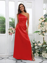 Elegant One Shoulder Sleeveless Bridesmaid Dresses-Ballbella