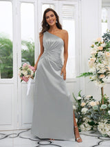 Elegant One Shoulder Sleeveless Bridesmaid Dresses-Ballbella