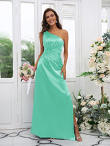 Elegant One Shoulder Sleeveless Bridesmaid Dresses-Ballbella