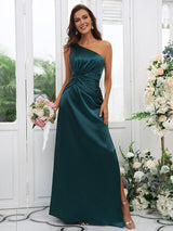 Elegant One Shoulder Sleeveless Bridesmaid Dresses-Ballbella