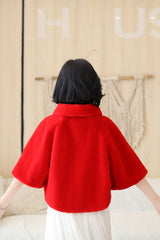 Elegant Red Korean-Style Mink Cashmere Outerwear Winter Wedding Warmth Coat-Ballbella