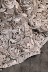 Elegant Silver Sequin Flowers Mermaid Floor Length Prom Dresses-Ballbella