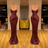 Elegant Spaghetti-Straps Mermaid Evening Party Gowns Long Prom Dresses-Ballbella