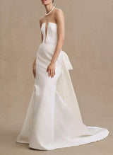 Elegant Strapless Satin Wedding Dresses Sash-Ballbella
