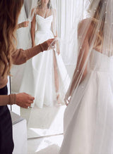 Elegant Sweetheart Satin Sweep Train Wedding Dresses Split Front-Ballbella