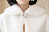 Elegant White Korean-Style Mink Cashmere Outerwear Winter Wedding Warmth Coat-Ballbella