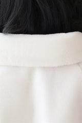 Elegant White Korean-Style Mink Cashmere Outerwear Winter Wedding Warmth Coat-Ballbella