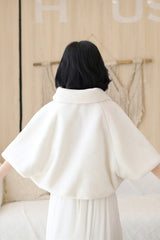 Elegant White Korean-Style Mink Cashmere Outerwear Winter Wedding Warmth Coat-Ballbella