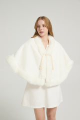 Elegant White Mink Cashmere Outerwear Winter Wedding Wraps-Ballbella