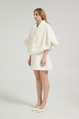 Elegant White Mink Cashmere Outerwear Winter Wedding Wraps-Ballbella