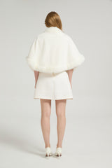 Elegant White Mink Cashmere Outerwear Winter Wedding Wraps-Ballbella