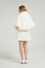 Elegant White Mink Cashmere Outerwear Winter Wedding Wraps-Ballbella