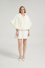Elegant White Mink Cashmere Outerwear Winter Wedding Wraps-Ballbella