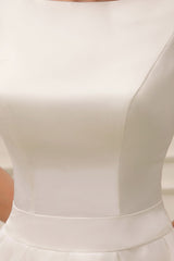 Exclusive Short Wedding Dress Retro Bridal Dress Bateau Sleeveless Reception Bridal Gown-Ballbella