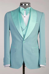 Mint Peaked Lapel 3-Piece Prom Suit