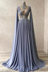 Fabulous High Neck Sleeveless Long 100D-chiffen prom Dresses With beads-Ballbella