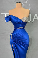 Fabulous Long Sweetheart Split Mermaid Evening Prom Dresses With Beading-Ballbella