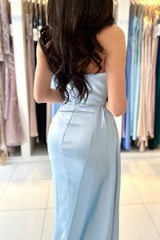 Fabulous Mermaid Sleeveless Graduation Dresses Long Blue Prom Dresses-Ballbella