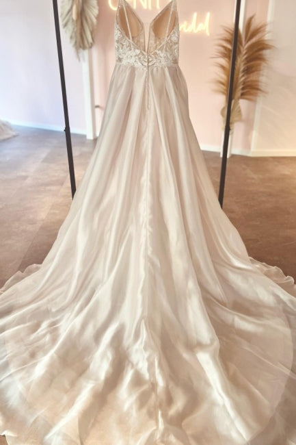 sheer beaded bodice organza a line wedding dress galina signature Galina Signature, Sheer Beaded Bodice Organza A-Line New Wedding Dress Save 34%