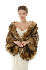 Faux Fur Stole Wedding Angora Bridal Leopard Winter Wrap-Ballbella
