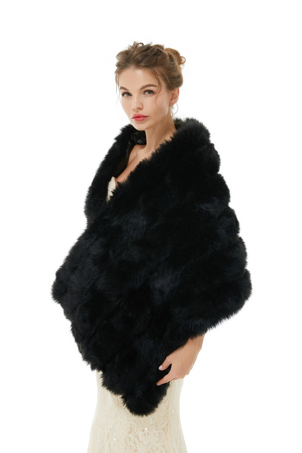 Wedding Black Shoulder Wrap Shawl Fur Shawl For Women