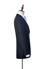 Gentle Black Tweed Notch Lapel Two Buttons Mens Suits for Formal-Ballbella