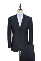 Gentle Black Tweed Notch Lapel Two Buttons Mens Suits for Formal-Ballbella