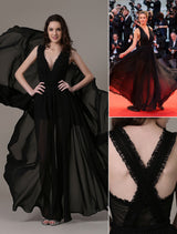 Glamorous Celebrity Dresses A Line Cut Out Elegant See Through Chiffon Festival Dress-Ballbella