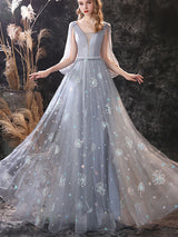 Glamorous Evening Dress A-Line Jewel Neck Lace Floor-Length Lace Formal Dinner Dresses-Ballbella