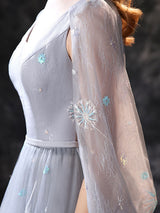 Glamorous Evening Dress A-Line Jewel Neck Lace Floor-Length Lace Formal Dinner Dresses-Ballbella