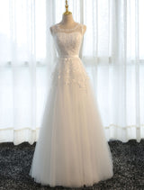 Glamorous Long Evening Dresses Lace Cameo Pink Party Dress A Line Applique Tulle Maxi Formal Dress-Ballbella