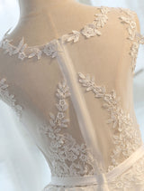 Glamorous Long Evening Dresses Lace Cameo Pink Party Dress A Line Applique Tulle Maxi Formal Dress-Ballbella