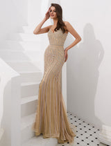 Glamorous Mermaid Evening Dresses Luxury Heavy Beaded Straps Formal Gowns With Train-Ballbella