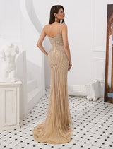 Glamorous Mermaid Evening Dresses Luxury Heavy Beaded Straps Formal Gowns With Train-Ballbella