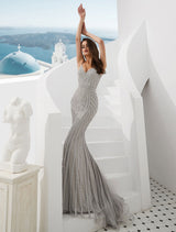 Glamorous Mermaid Evening Dresses Luxury Heavy Beaded Straps Formal Gowns With Train-Ballbella
