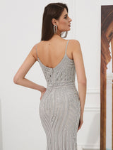 Glamorous Mermaid Evening Dresses Luxury Heavy Beaded Straps Formal Gowns With Train-Ballbella