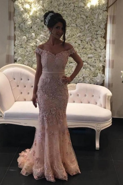 Glamorous Pink Off-the-shouder Prom Dresses Glitter Lace Mermaid Eveni Ballbella Glamorous Pink Off-the-shouder Prom Dresses Glitter Lace Mermaid Eveni Ballbella