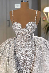 Glitter Mermaid Ball Gown Spaghetti Sequins Tulle party Gown-Ballbella