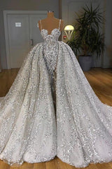 Glitter Mermaid Ball Gown Spaghetti Sequins Tulle party Gown-Ballbella