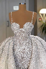 Glitter Mermaid Ball Gown Spaghetti Sequins Tulle party Gown-Ballbella