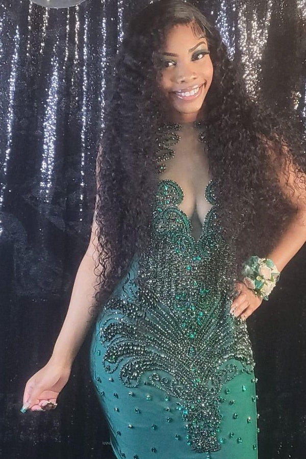 Glorious Long V-Neck Sleeveless Mermaid Prom Dress With Beading Glorious Long V-Neck Sleeveless Mermaid Prom Dress With Beading