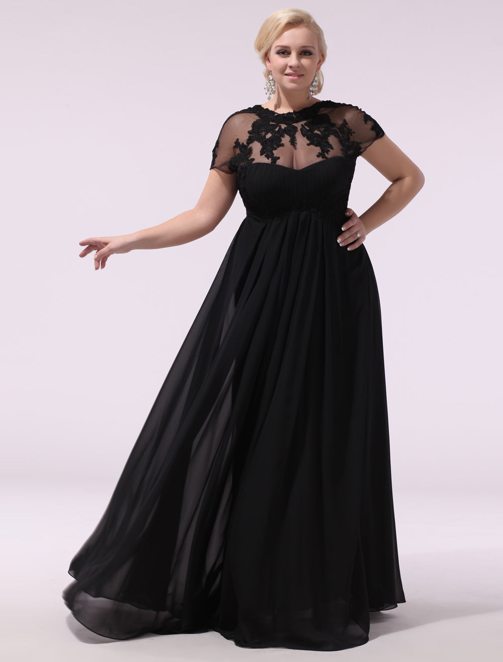 Gorgeous Black Evening Dresses Plus Size Evening Dress Chiffon