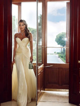 Gorgeous Daffodil Sweetheart Mermaid Prom Dress Long With Pleats On Sale-Ballbella