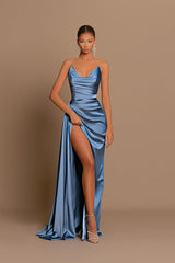 Gorgeous Dusty Blue Sweetheart Prom Dress Mermaid Slit Long On Sale-Ballbella